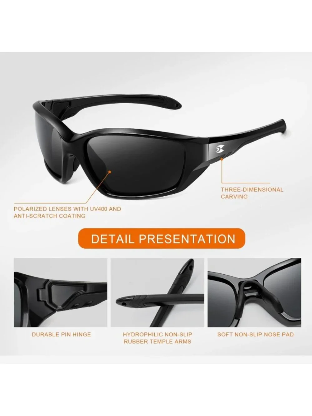 Polarized UV400 Sports Sunglasses for Men & Women - Wrap Around Goggles for